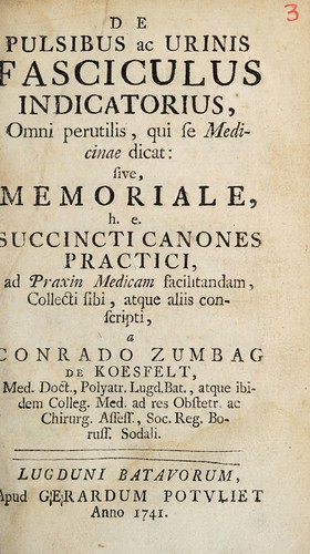 De pulsibus ac urinis fasciculus indicatorius