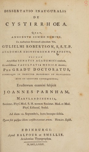 Dissertatio inauguralis de cystirrhoea ...