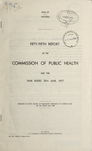 Report of the Commission of Public Health to the Minister of Public Health