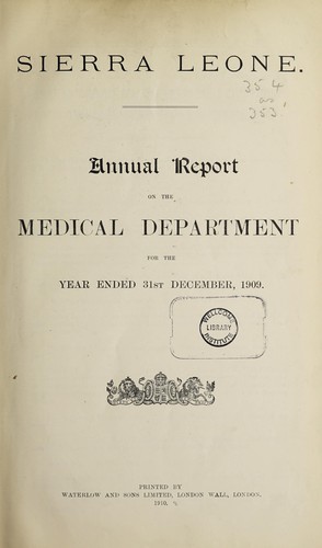 Annual report on the Medical Department