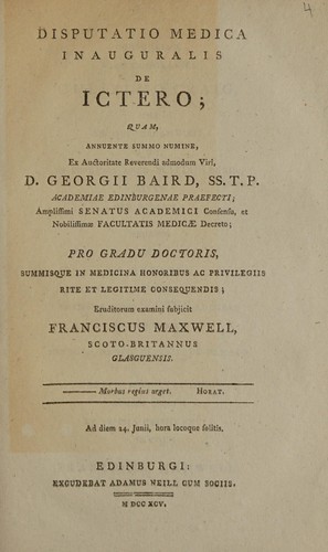 Disputatio medica inauguralis, de ictero