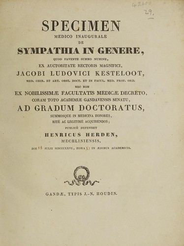 Solemnis medica inauguralis de sympathia in genere