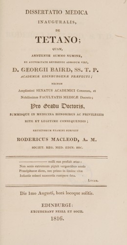 Dissertatio medica inauguralis de tetano