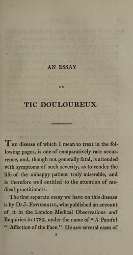 A probationary essay on tic douloureux