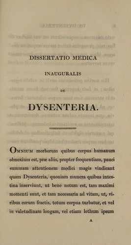 Dissertatio medica inauguralis de dysenteria
