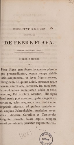 Dissertatio medica inauguralis de febre flava