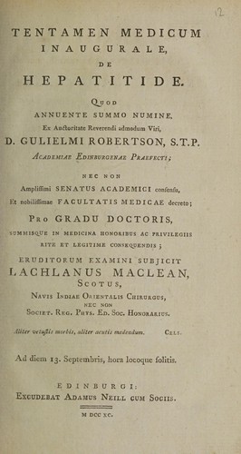 Tentamen medicum inaugurale, de hepatitide ...