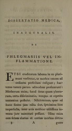 Dissertatio medica, inauguralis, de phlegmasiis vel inflammatione ...
