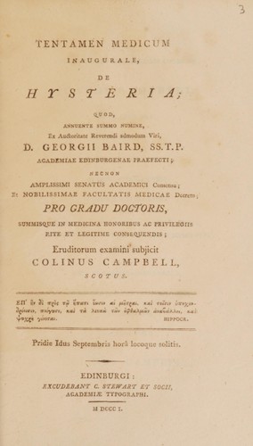 Tentamen medicum inaugurale, de hysteria ...