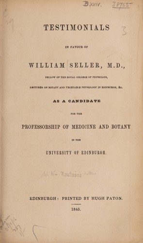 Testimonials in favour of William Seller ...