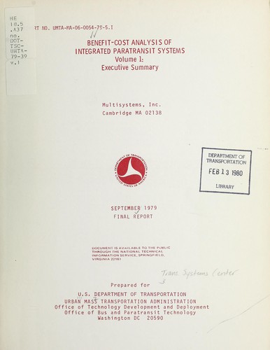 Benefit-cost analysis of integrated paratransit systems