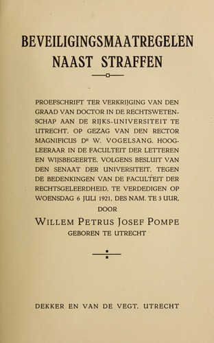 Beveiligingsmaatregelen naast Straffen