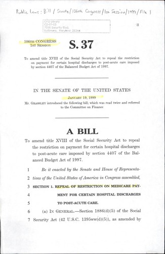 A bill to amend title XVIII of the Social Security Act to repeal the restriction on payment for certain hospital discharges to post-acute care imposed by section 4407 of the Balanced Budget Act of 1997