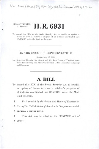 A bill to amend title XIX of the Social Security Act to provide an option of States to cover a children's program of all-inclusive coordinated care (ChiPACC) under the Medicaid program