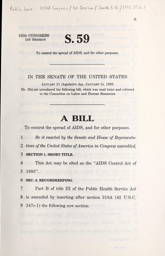 A bill to control the spread of AIDS, and for other purposes
