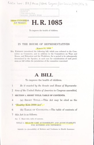 A bill to improve the health of children