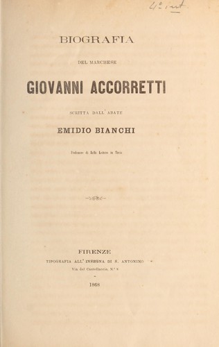 Biografia del marchese Giovanni Accorretti