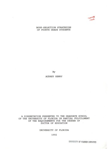 Book-selection strategies of fourth grade students