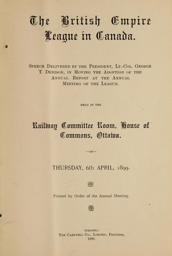 The British Empire League in Canada