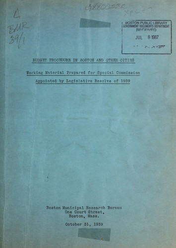 Budget procedures in Boston and other cities