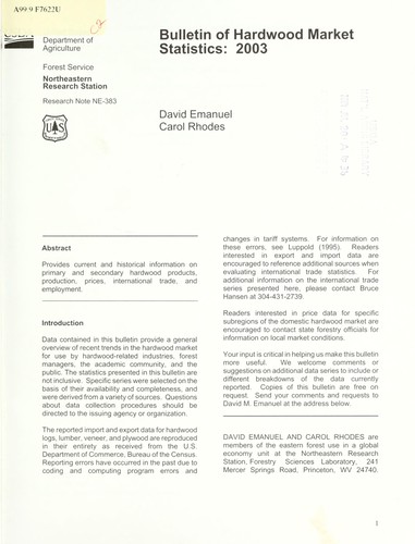 Bulletin of hardwood market statistics, 2003