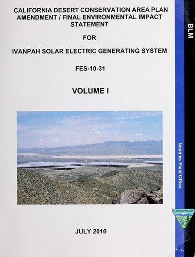 California Desert Conservation Area plan amendment/final environmental impact statement for Ivanpah Solar Electric Generating System
