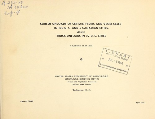 Carlot unloads of certain fruits and vegetables in 100 U.S. and 5 Canadian cities, also truck unloads in 22 U.S. cities