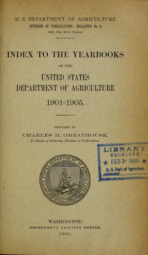 Index to the yearbooks of the United States Department of Agriculture, 1901-1905