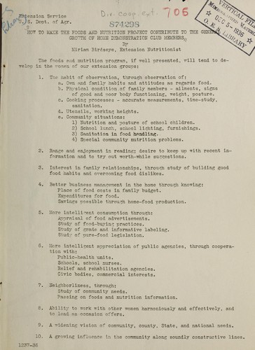 How to make the foods and nutrition project contribute to the general growth of home demonstration club members