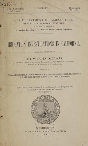 Irrigation investigations in California.