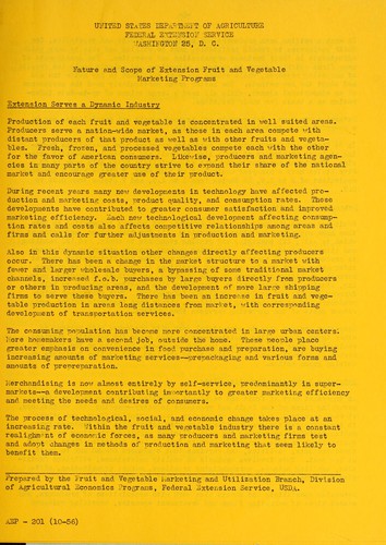 Nature and scope of extension fruit and vegetable marketing programs