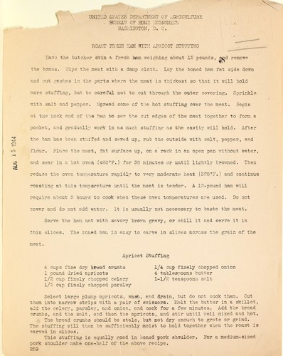 Roast fresh ham with apricot stuffing