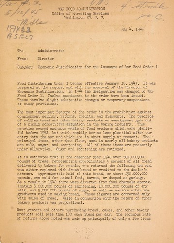 Economic justification for the issuance of War food order 1.