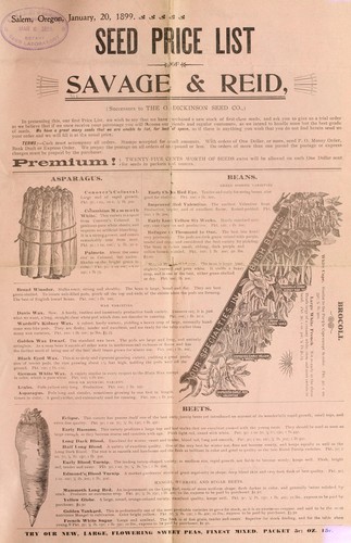 Seed price list of Savage & Reid