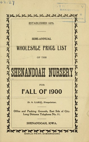 Semi-annual wholesale price list of the Shenandoah Nursery