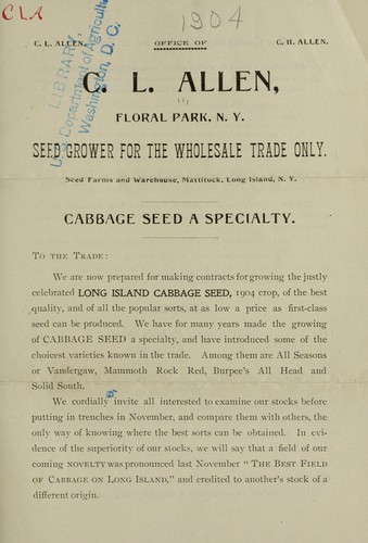 Seed grower for the wholesale trade only