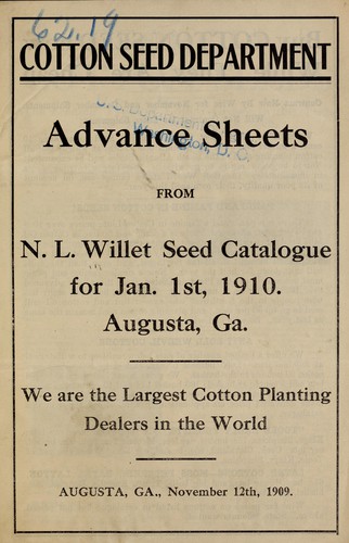 Advance sheets from N.L. Willet seed catalogue for Jan. 1st, 1910