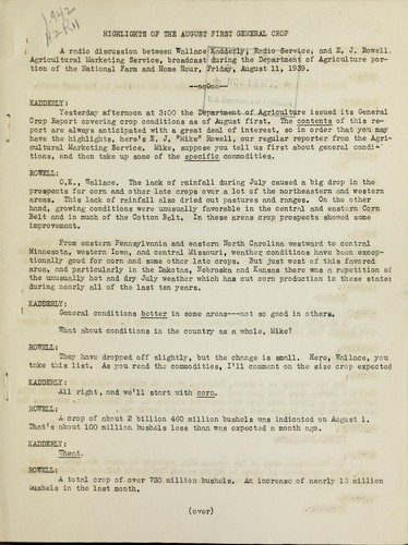 Highlights of the August first general crop