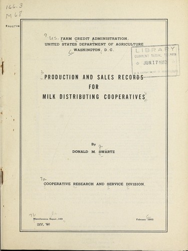 Production and sales records for milk distributing cooperatives