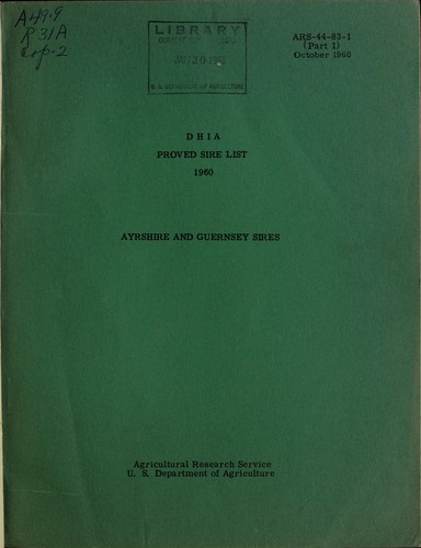 DHIA proved sire list, 1960