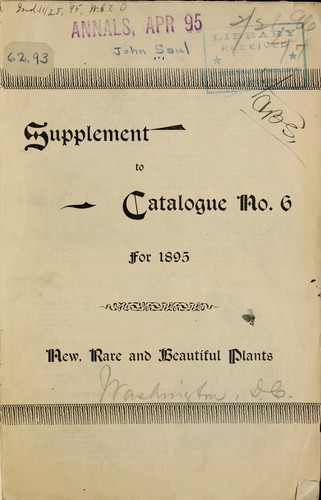 Supplement to catalogue no. 6 for 1895 [of] new, rare and beautiful plants