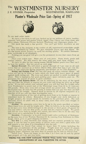 Planter's wholesale price list