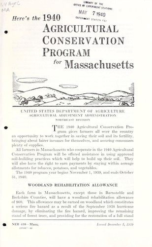 Here's the 1940 agricultural conservation program for Massachusetts