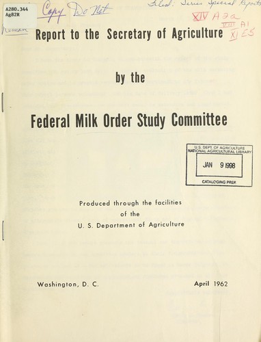Report to the Secretary of Agriculture