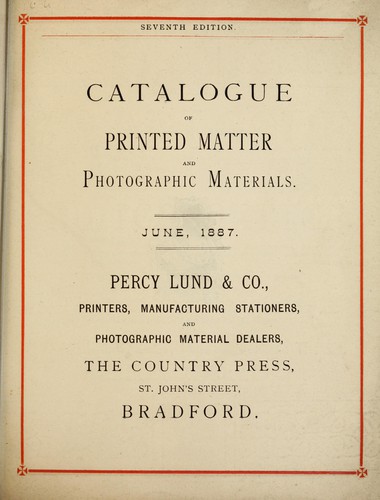 Catalogue of printed matter and photographic materials