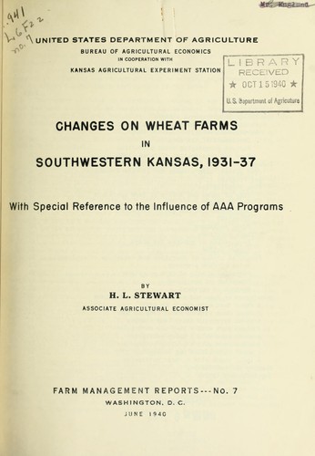 Changes on wheat farms in southwestern Kansas, 1931-37