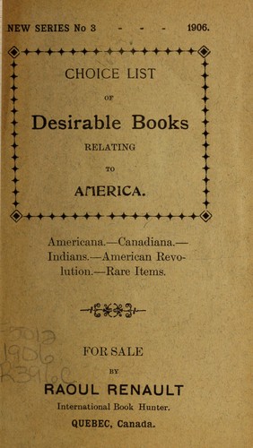 Choice list of desirable books relating to America