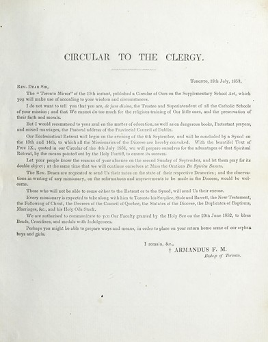 Circular to the clergy
