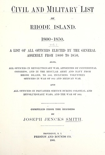 Civil and military list of Rhode Island, 1800-1850