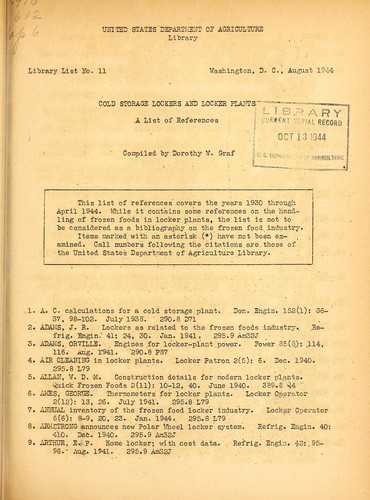 Cold storage lockers and locker plants